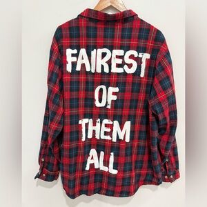 Disney Red and Black Plaid Button Down Shirt